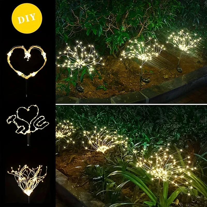 Solar Firework Light Waterproof Outdoor 8 Lighting Modes 90-200LED