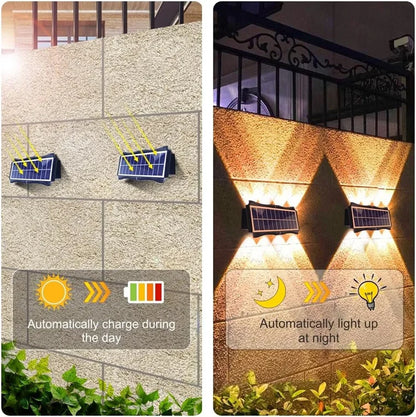 Solar LED Light Outdoor Solar LED Wall Lamp High Brightness Up And Down Luminous Lighting for Outdoor Garden Decoration Sunlight