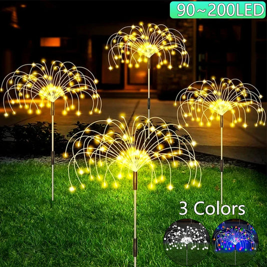 Solar Firework Light Waterproof Outdoor 8 Lighting Modes 90-200LED