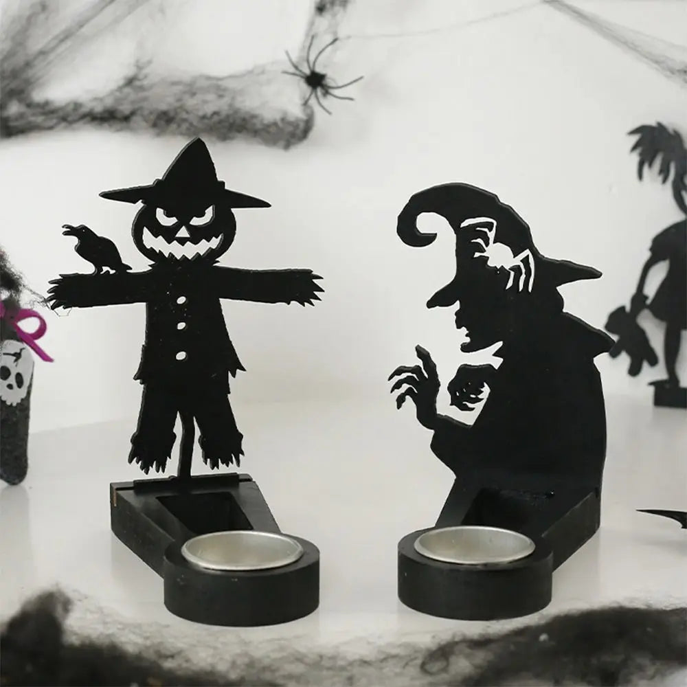 Black Halloween Shadow Projection Candlestick Decoration