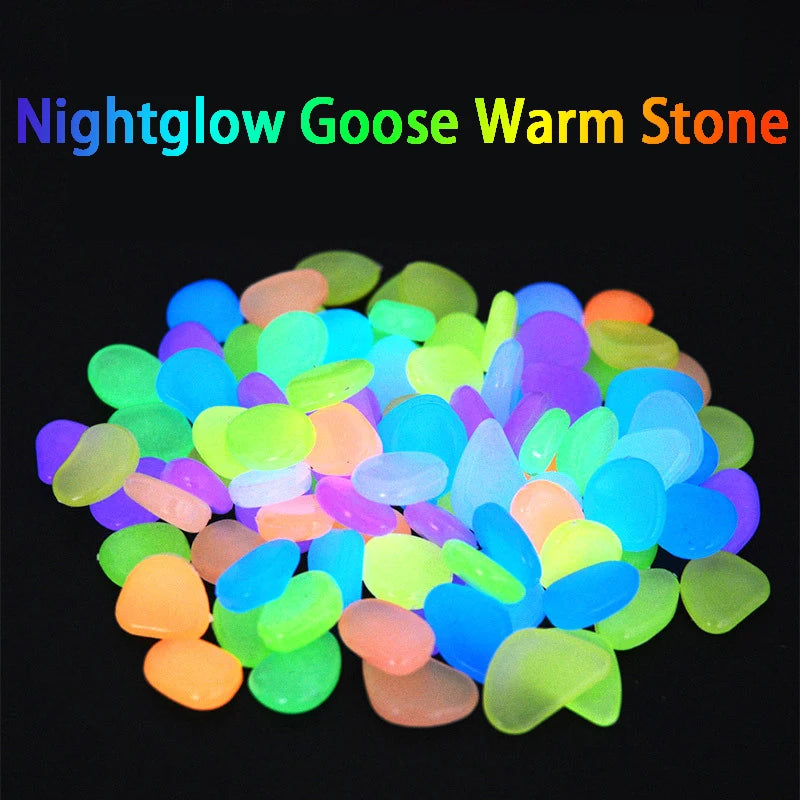 50/100Pcs Glow in the Dark Garden Pebbles For Sidewalk Garden Terrace Lawn Garden Patio Fish Tank Aquarium Decoration Glow Stone