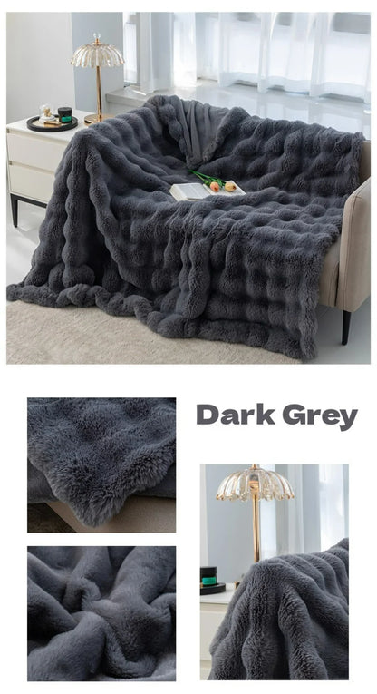 Winter Luxury Imitation Fur Plush Blanket Warm Super Soft Blankets Bed Sofa Cover Fluffy Throw Blanket Bedroom Couch Pillowcase