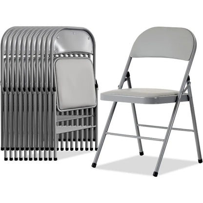 Folding Chairs with Padded Seats for Outdoor & Indoor, Portable Stackable Commercial Seat with Steel Frame