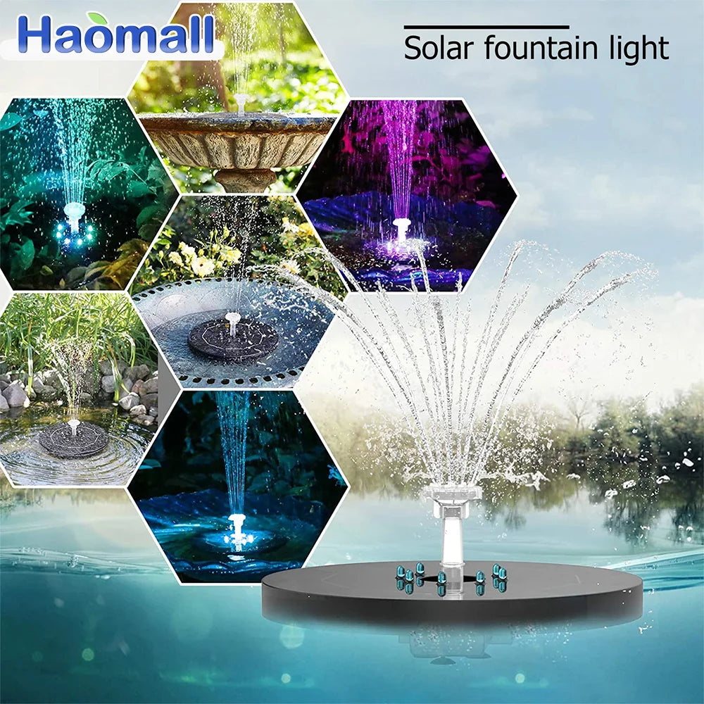 Outdoor Solar Water Fountain Floating Bird Bath Garden Pool Pond Waterfall Fountain Solar Panel Powered Water Pump