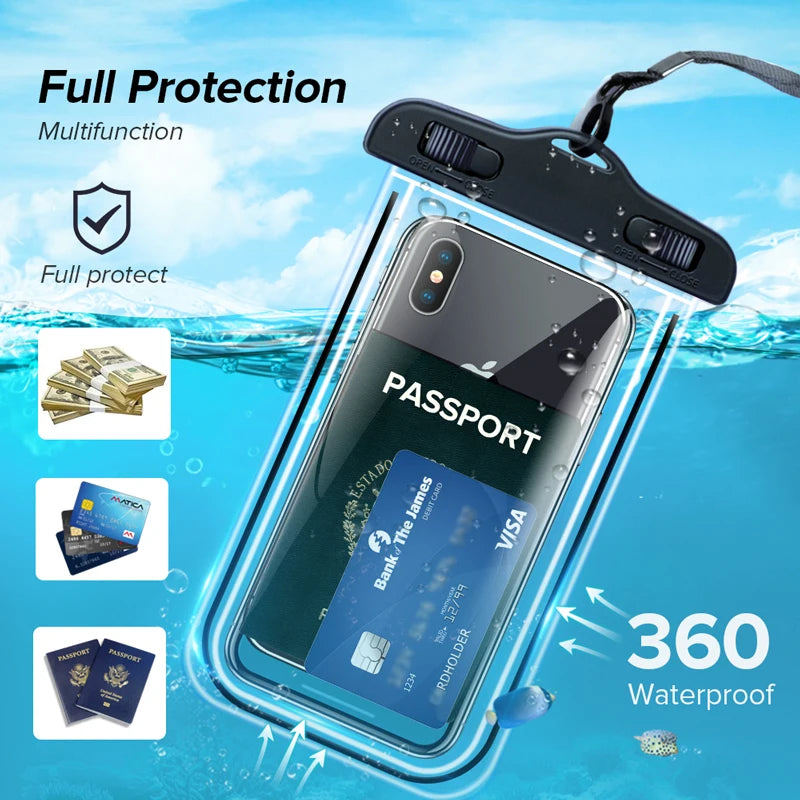 Waterproof Phone Case Swimming Water Proof Bag Universal Underwater Phone Protector Pouch PV Cover for Smartphone