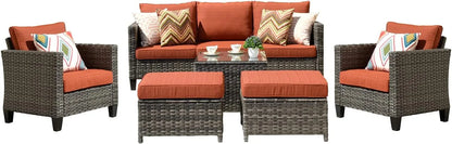 Patio Furniture Set Outdoor Wicker Sofa Couch All Weather Plastic Seat