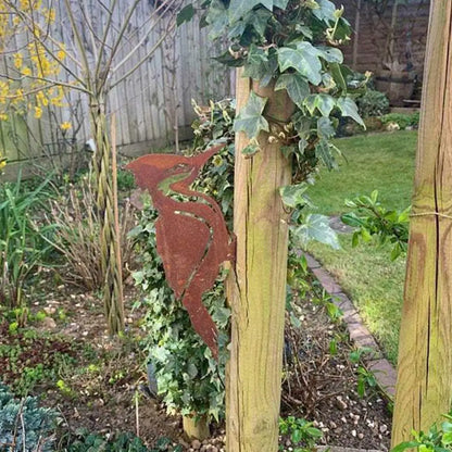 Elegant Garden Bird Rusty Metal Silhouette