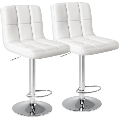 Set of 2 or 4, Armless White Adjustable Swivel Barstools