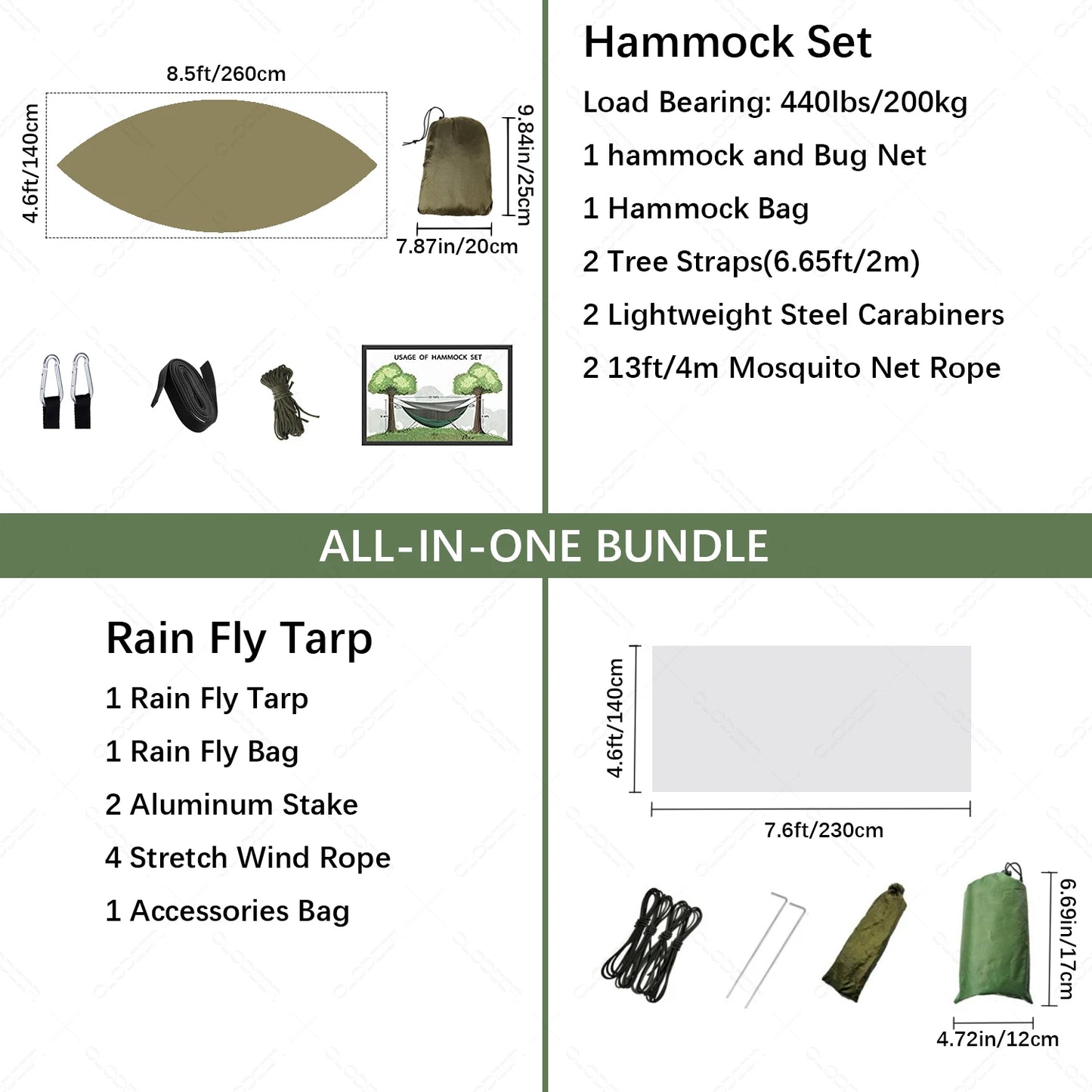 Outdoor Camping Hammock With Mosquito Net And Rain Cover