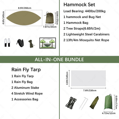 Outdoor Camping Hammock With Mosquito Net And Rain Cover