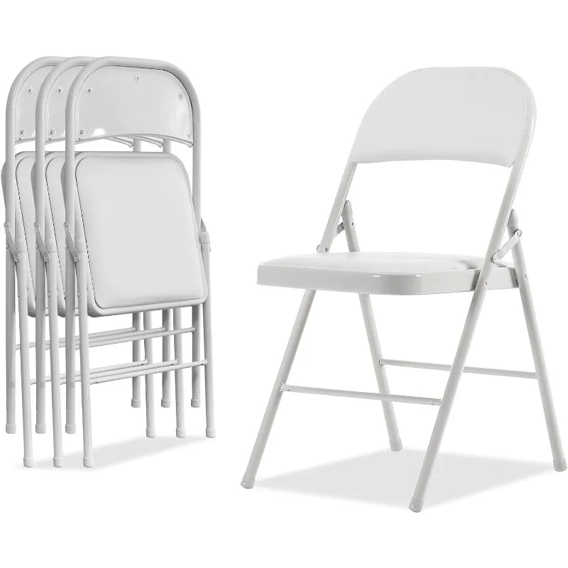 Folding Chairs with Padded Seats for Outdoor & Indoor, Portable Stackable Commercial Seat with Steel Frame