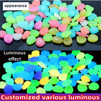 50/100Pcs Glow in the Dark Garden Pebbles For Sidewalk Garden Terrace Lawn Garden Patio Fish Tank Aquarium Decoration Glow Stone