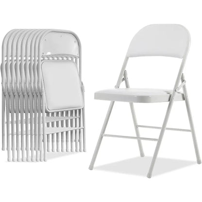 Folding Chairs with Padded Seats for Outdoor & Indoor, Portable Stackable Commercial Seat with Steel Frame