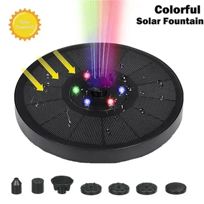 Solar Fountain Pump Energy-saving Plants Watering Kit Colorful Solar Fountain Solar Panel Bird Bath Fountain Outdoor Garden Pool