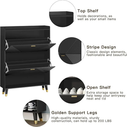 Shoe Storage Cabinet with 2 Flip Drawers