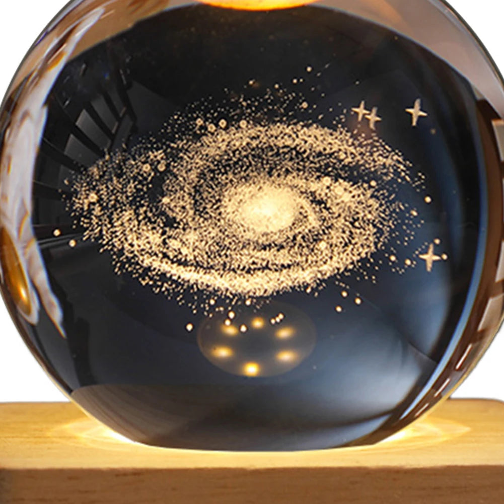 Cosmic Crystal Ball Night Light – 3D Engraved Space-Themed Glow