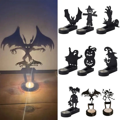 Black Halloween Shadow Projection Candlestick Decoration