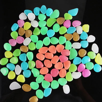 50/100Pcs Glow in the Dark Garden Pebbles For Sidewalk Garden Terrace Lawn Garden Patio Fish Tank Aquarium Decoration Glow Stone