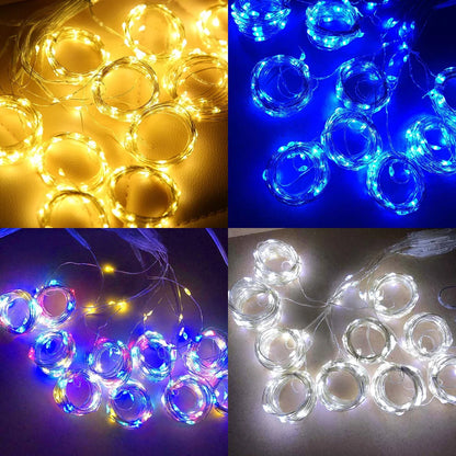 Solar Curtain Light Outdoor Waterproof Solar Fairy Garland String Lights Garden Yard Pavilion Wedding Party Holiday Decor Lights