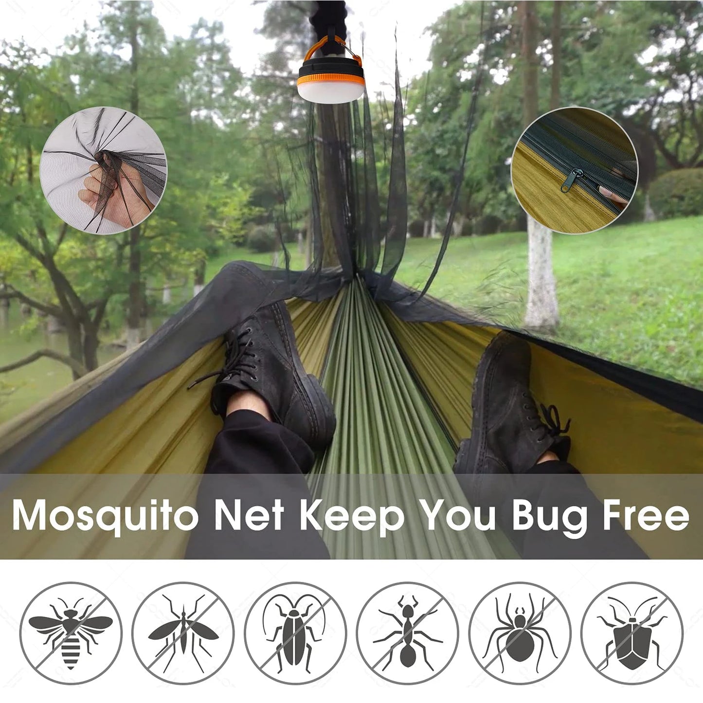 Outdoor Camping Hammock With Mosquito Net And Rain Cover