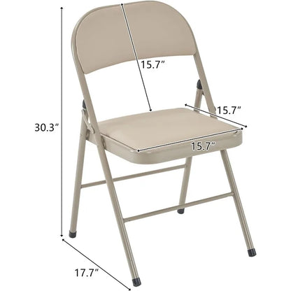 Folding Chairs with Padded Seats for Outdoor & Indoor, Portable Stackable Commercial Seat with Steel Frame