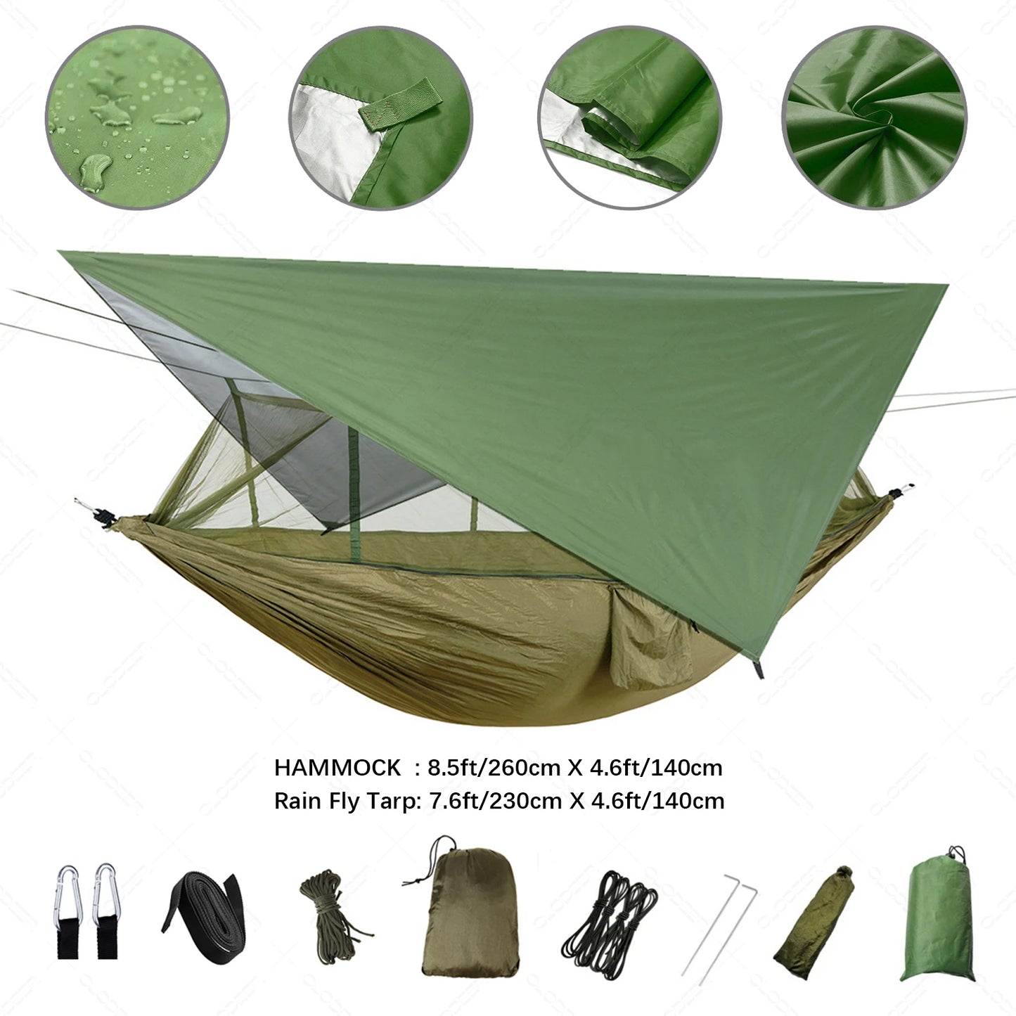 Outdoor Camping Hammock With Mosquito Net And Rain Cover