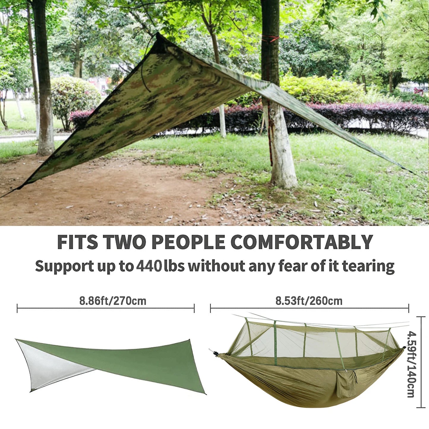 Outdoor Camping Hammock With Mosquito Net And Rain Cover