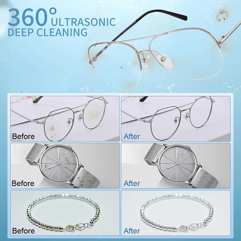 Ultrasonic Glasses Cleaner 47kHz High Frequency Vibration Ultrasonic Cleaner for Jewelry Watches Ultrasonic Ｗashing Machine