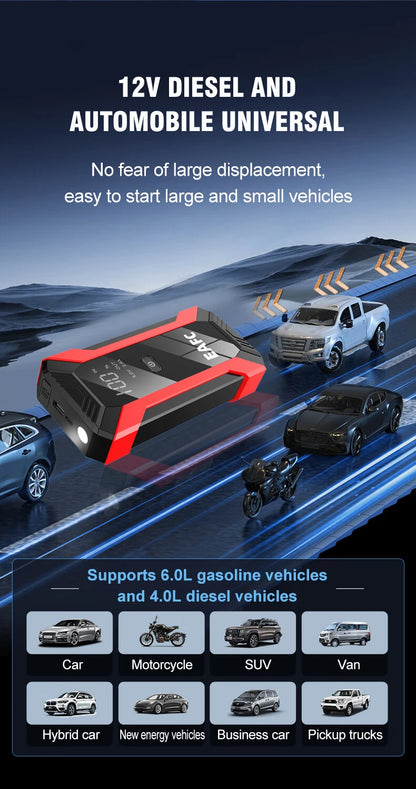 EAFC 600A and 2000A Jump Starter, Power Bank and Portable Charger. Starting Device For 6.0L/4.0L Emergency Car Battery Jump Starter